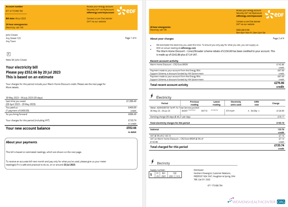 download download France EDF Energy utility bill Word and PDF template, 4 pages 1 2 PDF template PDF template